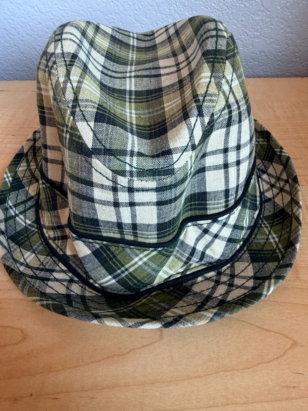 Green Plaid Fedora Hat